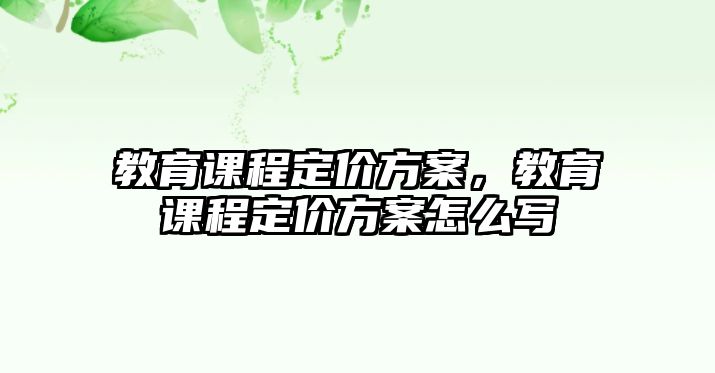 教育課程定價(jià)方案，教育課程定價(jià)方案怎么寫