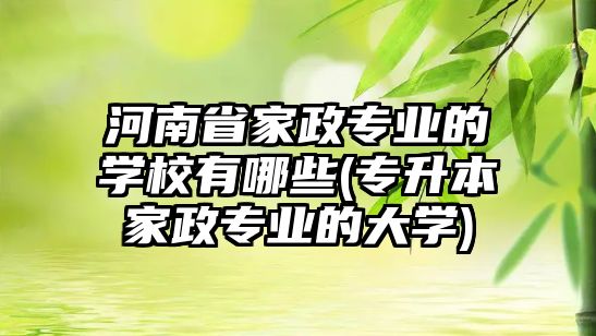 河南省家政專業(yè)的學(xué)校有哪些(專升本家政專業(yè)的大學(xué))