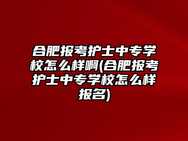 合肥報考護士中專學(xué)校怎么樣啊(合肥報考護士中專學(xué)校怎么樣報名)