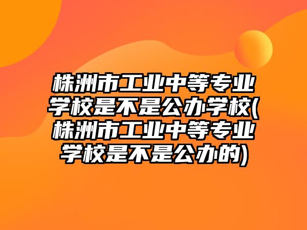 株洲市工業(yè)中等專業(yè)學校是不是公辦學校(株洲市工業(yè)中等專業(yè)學校是不是公辦的)