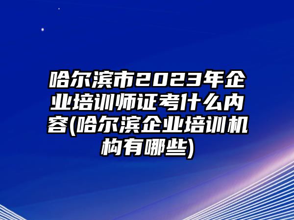 哈爾濱市2023年企業(yè)培訓師證考什么內容(哈爾濱企業(yè)培訓機構有哪些)