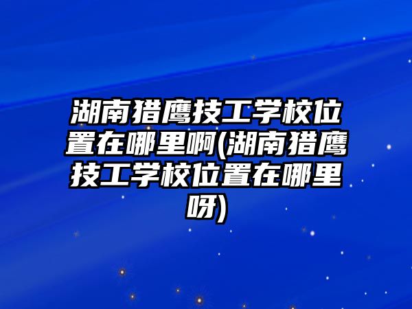 湖南獵鷹技工學(xué)校位置在哪里啊(湖南獵鷹技工學(xué)校位置在哪里呀)