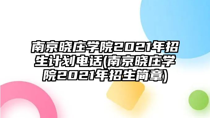 南京曉莊學(xué)院2021年招生計(jì)劃電話(南京曉莊學(xué)院2021年招生簡(jiǎn)章)