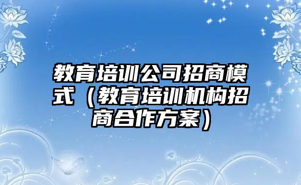 教育培訓(xùn)公司招商模式（教育培訓(xùn)機構(gòu)招商合作方案）