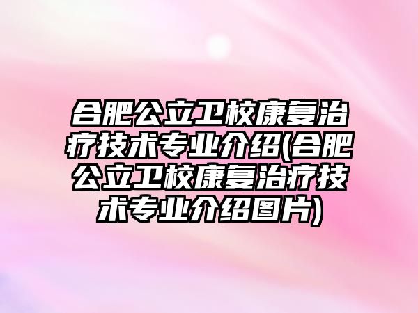 合肥公立衛(wèi)校康復治療技術專業(yè)介紹(合肥公立衛(wèi)校康復治療技術專業(yè)介紹圖片)