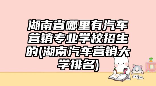 湖南省哪里有汽車營銷專業(yè)學(xué)校招生的(湖南汽車營銷大學(xué)排名)