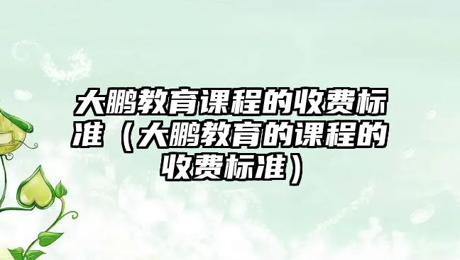 大鵬教育課程的收費標(biāo)準(zhǔn)（大鵬教育的課程的收費標(biāo)準(zhǔn)）