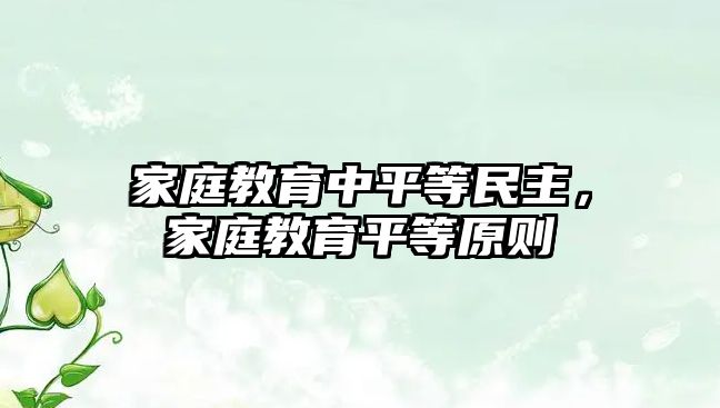 家庭教育中平等民主，家庭教育平等原則