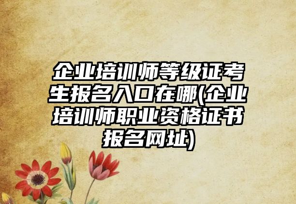 企業(yè)培訓師等級證考生報名入口在哪(企業(yè)培訓師職業(yè)資格證書報名網(wǎng)址)