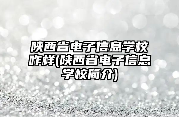 陜西省電子信息學(xué)校咋樣(陜西省電子信息學(xué)校簡介)