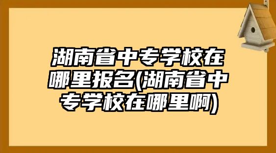 湖南省中專學(xué)校在哪里報名(湖南省中專學(xué)校在哪里啊)