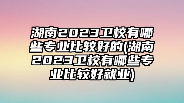 湖南2023衛(wèi)校有哪些專業(yè)比較好的(湖南2023衛(wèi)校有哪些專業(yè)比較好就業(yè))