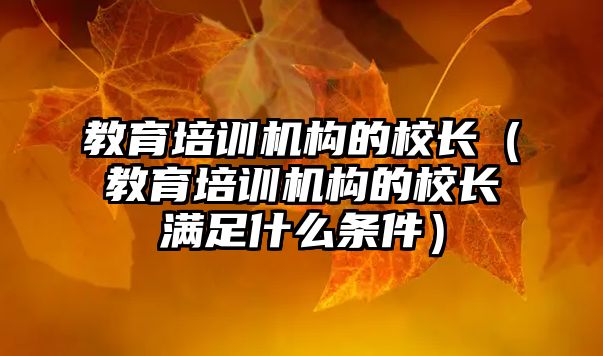 教育培訓(xùn)機(jī)構(gòu)的校長(zhǎng)（教育培訓(xùn)機(jī)構(gòu)的校長(zhǎng)滿足什么條件）