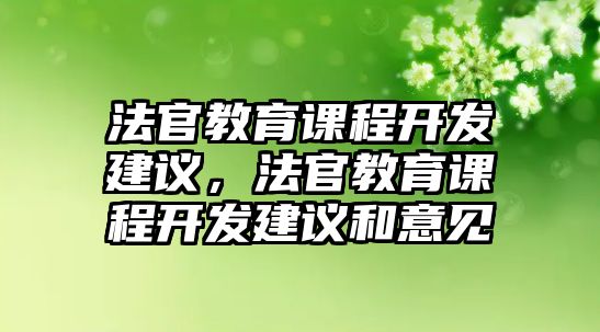 法官教育課程開發(fā)建議，法官教育課程開發(fā)建議和意見