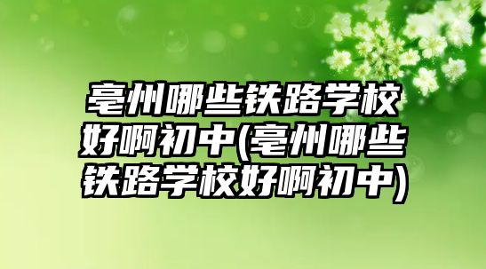 亳州哪些鐵路學校好啊初中(亳州哪些鐵路學校好啊初中)