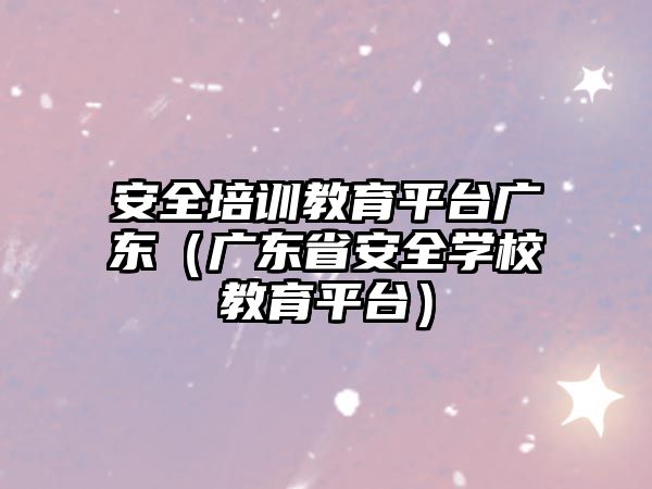 安全培訓(xùn)教育平臺廣東（廣東省安全學(xué)校教育平臺）