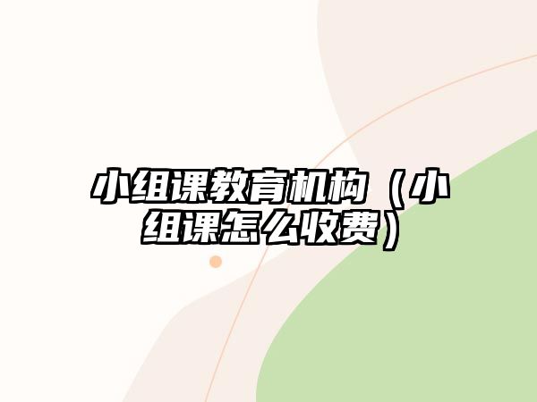 小組課教育機構(gòu)（小組課怎么收費）