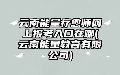 云南能量療愈師網(wǎng)上報考入口在哪(云南能量教育有限公司)