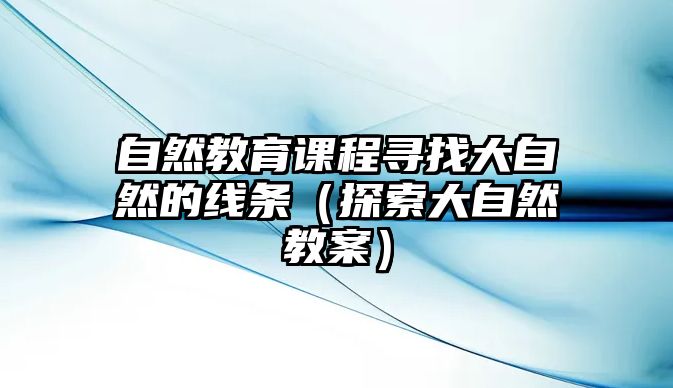 自然教育課程尋找大自然的線條（探索大自然教案）