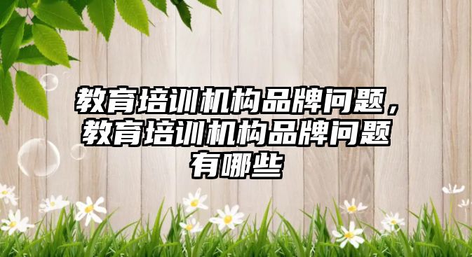 教育培訓機構(gòu)品牌問題，教育培訓機構(gòu)品牌問題有哪些