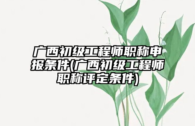 廣西初級工程師職稱申報條件(廣西初級工程師職稱評定條件)