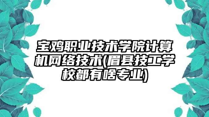 寶雞職業(yè)技術(shù)學(xué)院計(jì)算機(jī)網(wǎng)絡(luò)技術(shù)(眉縣技工學(xué)校都有啥專業(yè))