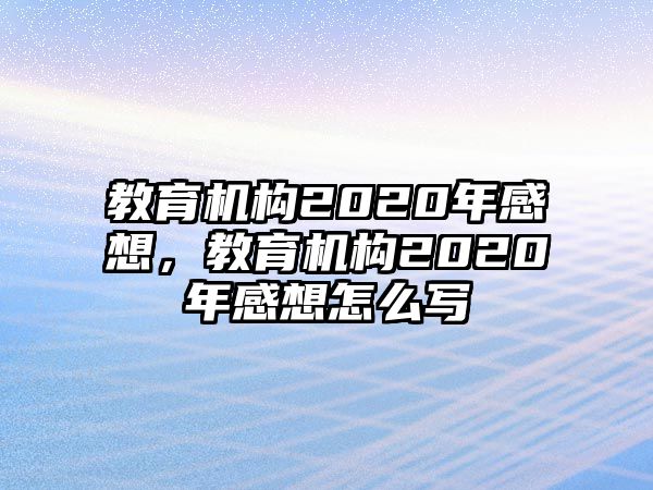 教育機(jī)構(gòu)2020年感想，教育機(jī)構(gòu)2020年感想怎么寫