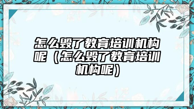 怎么毀了教育培訓機構呢（怎么毀了教育培訓機構呢）