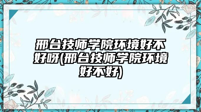 邢臺(tái)技師學(xué)院環(huán)境好不好呀(邢臺(tái)技師學(xué)院環(huán)境好不好)