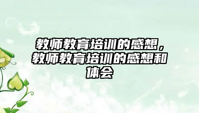 教師教育培訓(xùn)的感想，教師教育培訓(xùn)的感想和體會(huì)