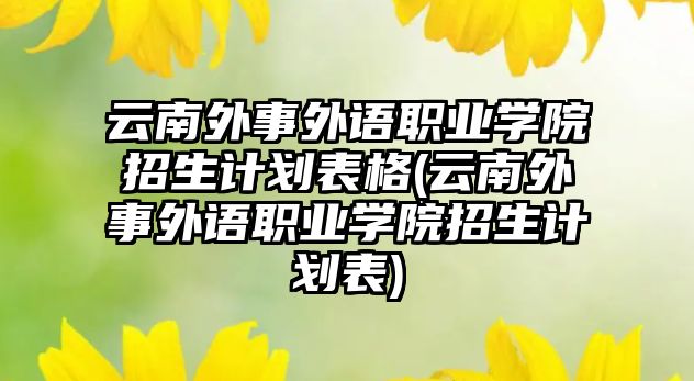 云南外事外語職業(yè)學(xué)院招生計劃表格(云南外事外語職業(yè)學(xué)院招生計劃表)