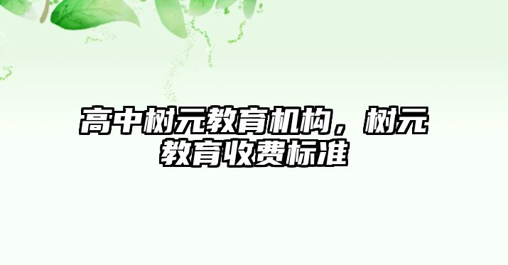 高中樹元教育機構，樹元教育收費標準