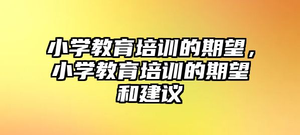 小學(xué)教育培訓(xùn)的期望，小學(xué)教育培訓(xùn)的期望和建議