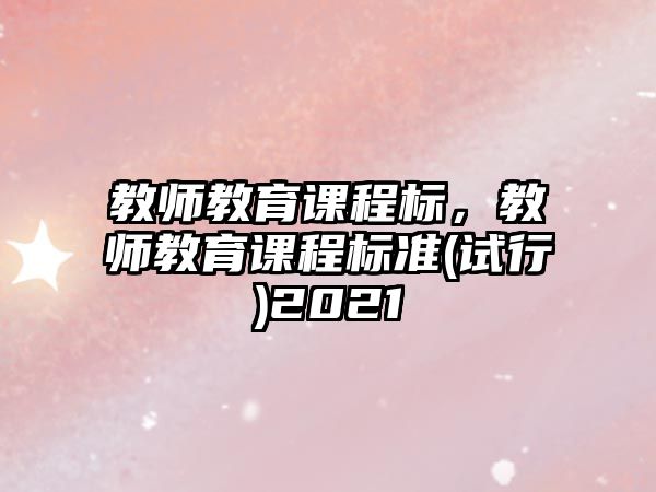 教師教育課程標(biāo)，教師教育課程標(biāo)準(zhǔn)(試行)2021