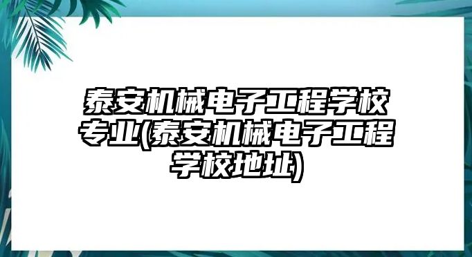 泰安機(jī)械電子工程學(xué)校專業(yè)(泰安機(jī)械電子工程學(xué)校地址)