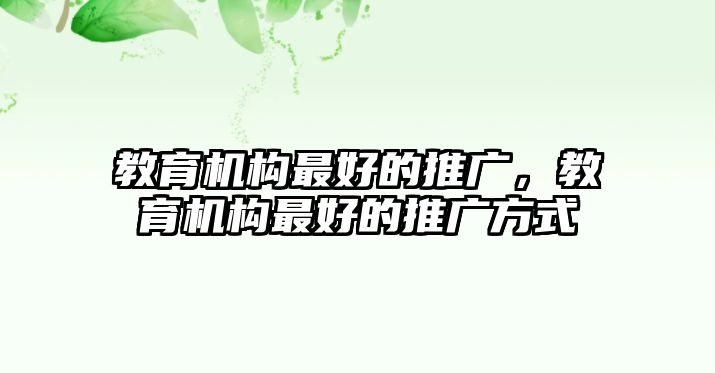 教育機(jī)構(gòu)最好的推廣，教育機(jī)構(gòu)最好的推廣方式