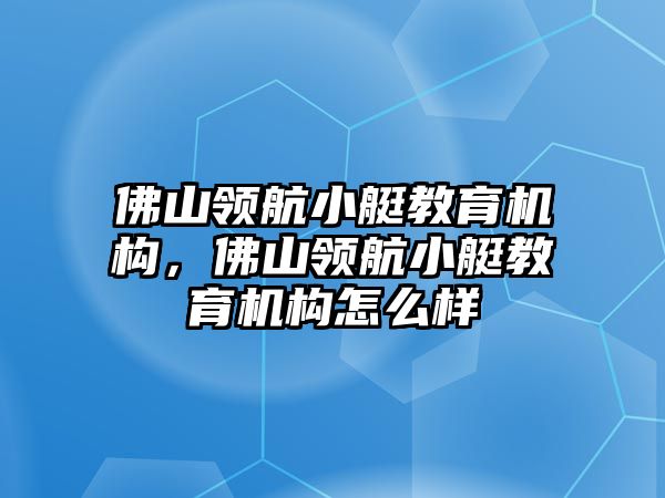 佛山領(lǐng)航小艇教育機構(gòu)，佛山領(lǐng)航小艇教育機構(gòu)怎么樣