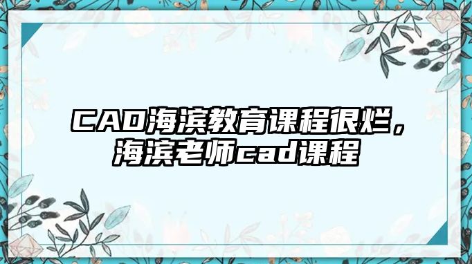 CAD海濱教育課程很爛，海濱老師cad課程