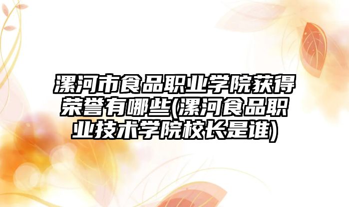 漯河市食品職業(yè)學院獲得榮譽有哪些(漯河食品職業(yè)技術學院校長是誰)