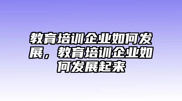 教育培訓(xùn)企業(yè)如何發(fā)展，教育培訓(xùn)企業(yè)如何發(fā)展起來