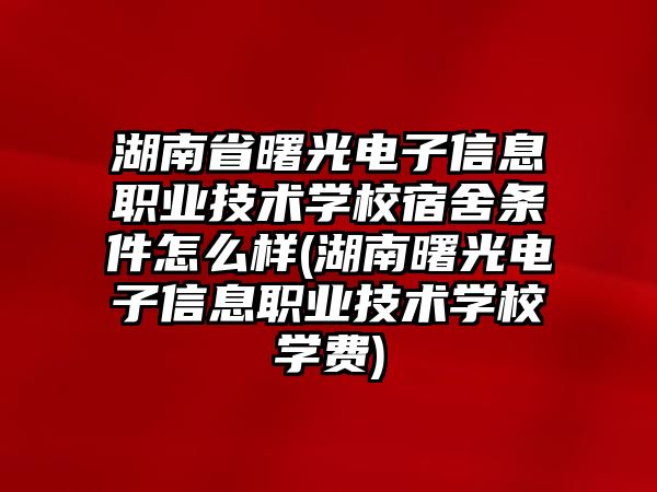 湖南省曙光電子信息職業(yè)技術(shù)學(xué)校宿舍條件怎么樣(湖南曙光電子信息職業(yè)技術(shù)學(xué)校學(xué)費(fèi))