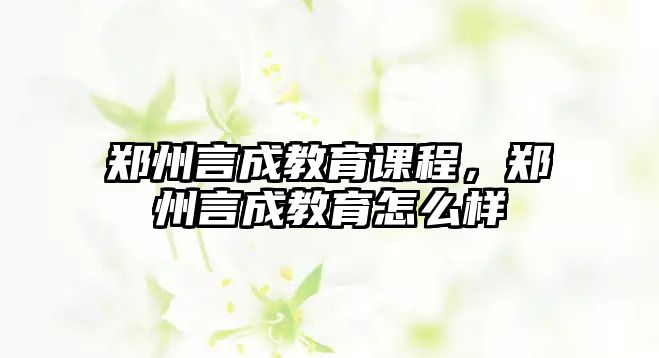 鄭州言成教育課程，鄭州言成教育怎么樣