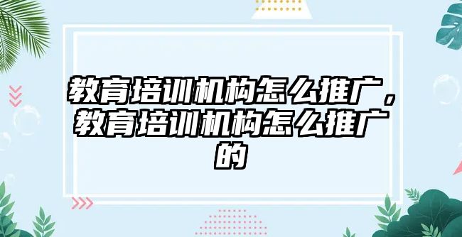 教育培訓(xùn)機構(gòu)怎么推廣，教育培訓(xùn)機構(gòu)怎么推廣的