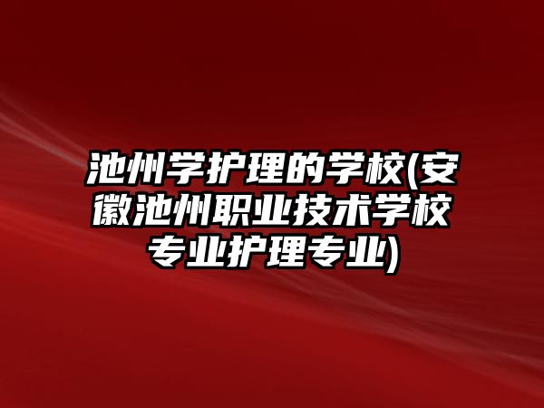 池州學護理的學校(安徽池州職業(yè)技術學校專業(yè)護理專業(yè))