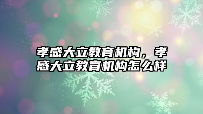 孝感大立教育機構(gòu)，孝感大立教育機構(gòu)怎么樣