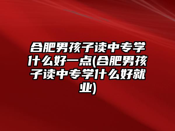 合肥男孩子讀中專學(xué)什么好一點(合肥男孩子讀中專學(xué)什么好就業(yè))