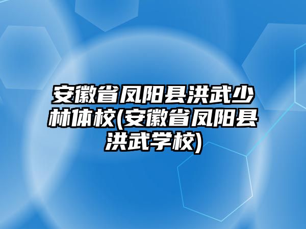 安徽省鳳陽縣洪武少林體校(安徽省鳳陽縣洪武學校)