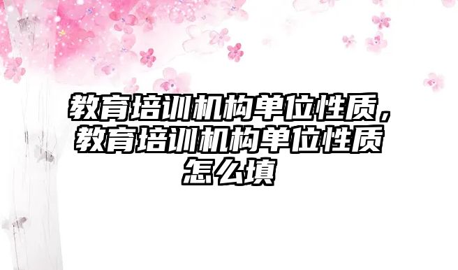 教育培訓機構單位性質，教育培訓機構單位性質怎么填