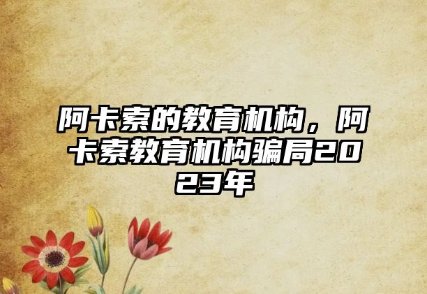 阿卡索的教育機構(gòu)，阿卡索教育機構(gòu)騙局2023年