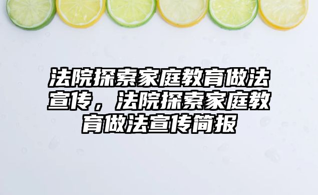 法院探索家庭教育做法宣傳，法院探索家庭教育做法宣傳簡報